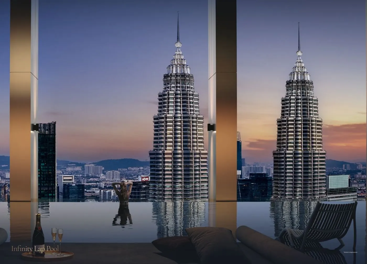 Infinity Lap Pool facing Petronas Twin Towers