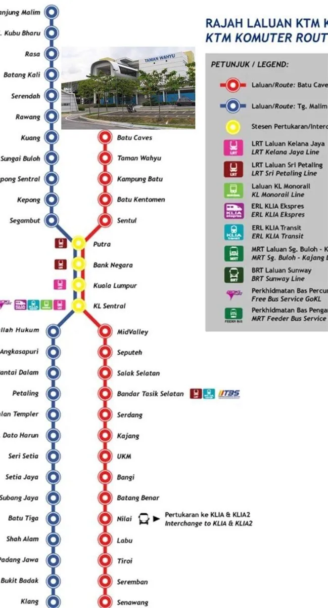 Official KTM Komuter route map showing Taman Wahyu station